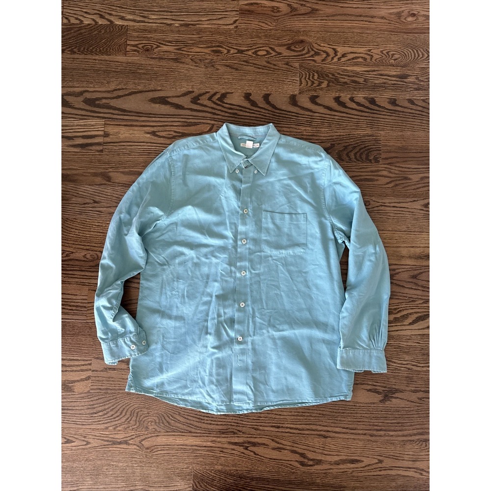 Carbon 2 Cobalt Men's XL  Silk Linen Cotton Blend Button Shirt Classic